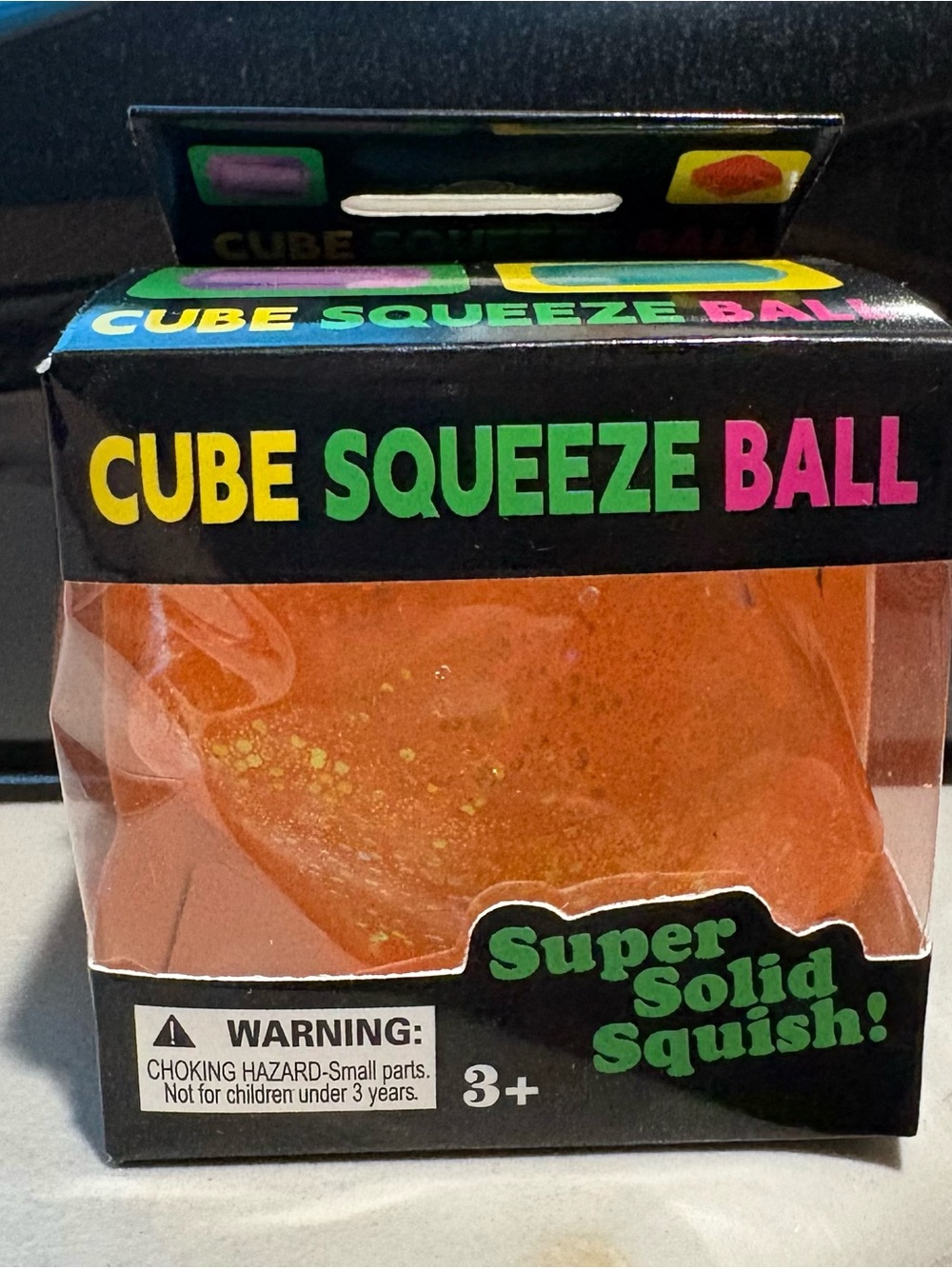 Cube Squeeze Ball - Orange Super Solid Squish Stress Toy